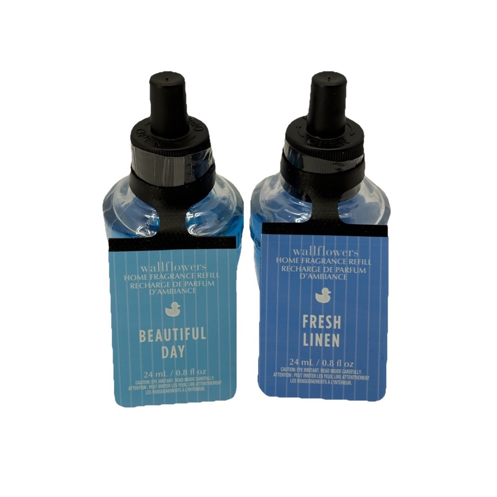 Bath & Body Works Wallflower Plug In Refill Set Of 2 Fresh Linen & Beautiful Day